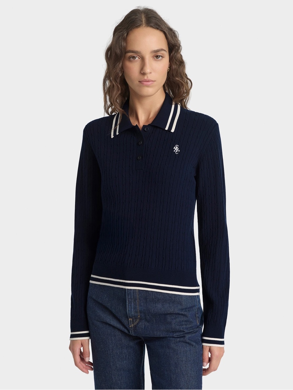 SRC Mini Cable LS Polo - Navy/Ecru